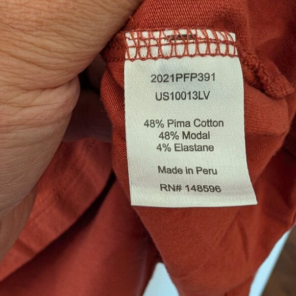 Universal Standard Vee Rex Rust Orange 2XS/US M Long Sleeve Women's Tee Shirt - Picture 4 of 6